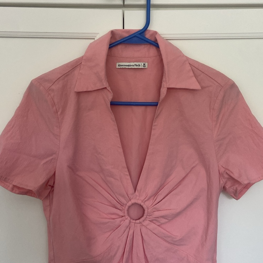 abercrombie & fitch O ring front collard short sleeve mini dress cottagecore M